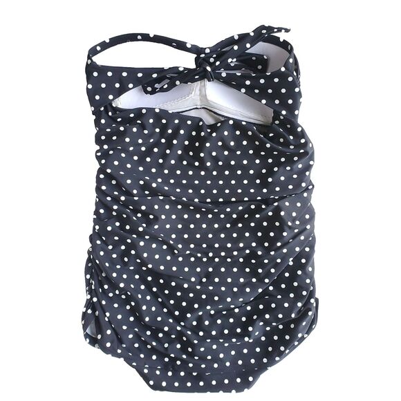 Lauren Ralph Lauren Swimsuit Womens 12 Black Polka Dot One Piece Bathing Suit - Picture 5 of 16